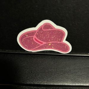 GLITTER PINK COWBOY HAT STICKER